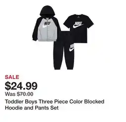 Belk Toddler Boys Three Piece Color Blocked Hoodie and Pants Set offer