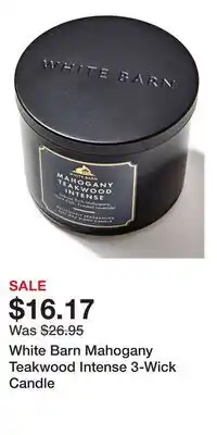 Bath & Body Works White Barn Mahogany Teakwood Intense 3-Wick Candle offer