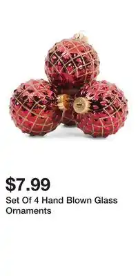 TJ Maxx Set Of 4 Hand Blown Glass Ornaments offer
