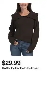 TJ Maxx Ruffle Collar Polo Pullover offer