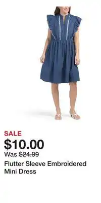 TJ Maxx Flutter Sleeve Embroidered Mini Dress offer