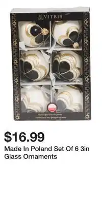 TJ Maxx Made In Poland Set Of 6 3in Glass Ornaments offer