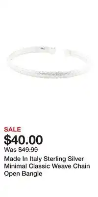 TJ Maxx Made In Italy Sterling Silver Minimal Classic Weave Chain Open Bangle offer