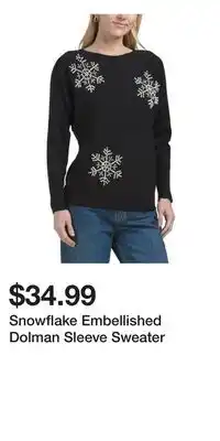 TJ Maxx Snowflake Embellished Dolman Sleeve Sweater offer
