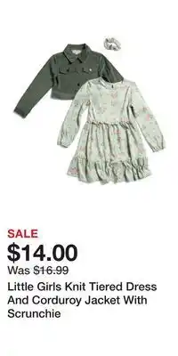 TJ Maxx Little Girls Knit Tiered Dress And Corduroy Jacket With Scrunchie offer
