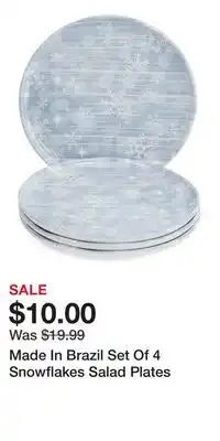 TJ Maxx Made In Brazil Set Of 4 Snowflakes Salad Plates offer