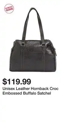 TJ Maxx Unisex Leather Hornback Croc Embossed Buffalo Satchel offer