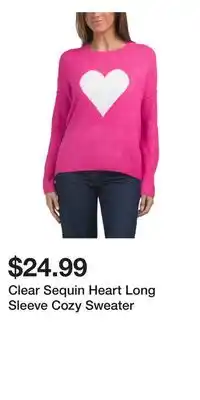 TJ Maxx Clear Sequin Heart Long Sleeve Cozy Sweater offer