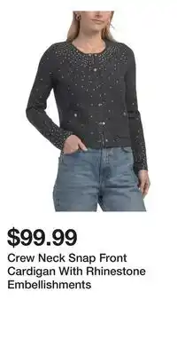 TJ Maxx Crew Neck Snap Front Cardigan With Rhinestone Embellishments offer