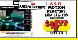Ollie's MONSTER MOTION REACTIVE LED LIGHTS offer