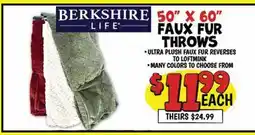 Ollie's BERKSHIRE FAUX FUR THROWS offer