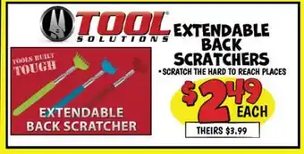 Ollie's TOOL SOLUTIONS EXTENDABLE SOLUTIONS BACK SCRATCHERS offer