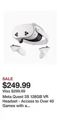 Game Stop Meta Quest 3S 128GB VR Headset - Access to Over 40 Games with a 3-Month Trial of Meta Horizon Plus offer