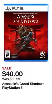 Game Stop Assassin's Creed Shadows - PlayStation 5 offer