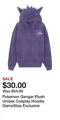 Game Stop Pokemon Gengar Plush Unisex Cosplay Hoodie GameStop Exclusive offer