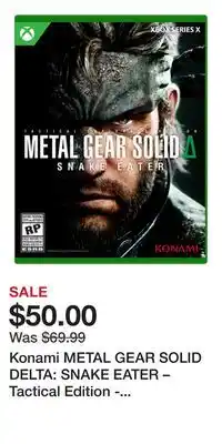 Game Stop Konami METAL GEAR SOLID DELTA: SNAKE EATER – Tactical Edition - Xbox Series X offer