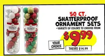 Ollie's SO CT. SHATTERPROOF ORNAMENT SETS offer