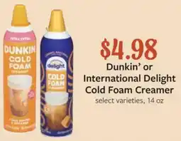 Fareway Dunkin' or International Delight Cold Foam Creamer offer