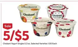 Stater Bros Chobani Yogurt Singles offer
