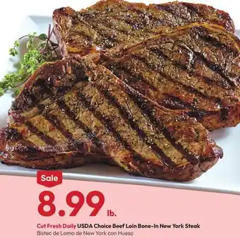 Stater Bros USDA Choice Beef Loin Bone-In New York Steak offer