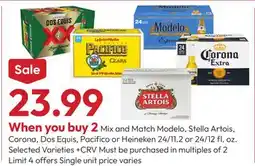 Stater Bros Modelo, Stella Artois, Corona, Dos Equis, Pacifico or Heineken offer