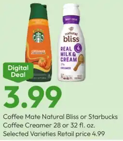 Stater Bros Coffee Mate Natural Bliss or Starbucks Coffee Creamer offer