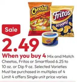 Stater Bros Cheetos, Fritos or Smartfood 6.25 to 10 oz. or Dip 9 oz offer