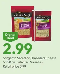 Stater Bros Sargento Sliced or Shredded Cheese offer