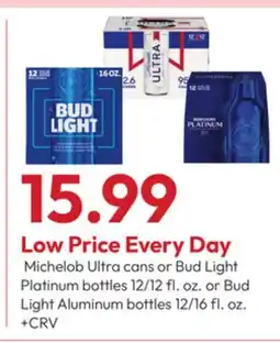 Stater Bros Michelob Ultra cans or Bud Light Platinum bottles offer