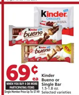 Vons Kinder Bueno or Single Bar offer