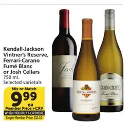 Vons Kendall-Jackson Vintner's Reserve, Ferrari-Carano FumΓ© Blanc or Josh Cellars offer