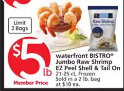 Vons waterfront BISTRO Jumbo Raw Shrimp EZ Peel Shell & Tail offer