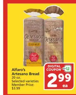 Vons Alfaro's Artesano Bread offer