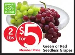 Vons Green or Red Seedless Grapes offer