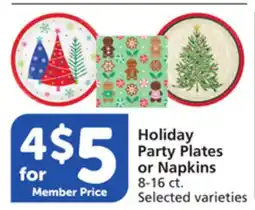 Vons Holiday Party Plates or Napkins offer