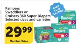 Vons Pampers Swaddlers or Cruisers 360 Super Diapers offer