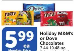 Vons Holiday M & M' s or Dove Chocolates offer