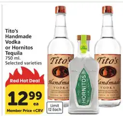 Vons Tito's Handmade Vodka or Hornitos Tequila offer