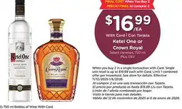 Ralphs Ketel One or Crown Royal offer