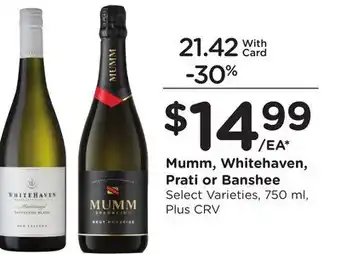 Ralphs Mumm, Whitehaven, Prati or Banshee offer