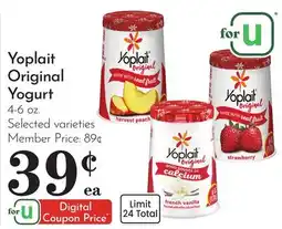 Pavilions Yoplait Original Yogurt offer