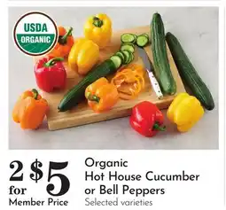 Pavilions Organic Hot House Cucumber or Bell Peppers offer