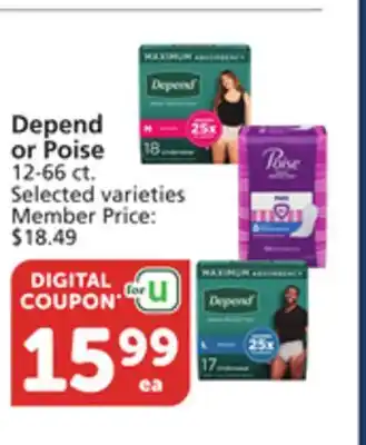 Pavilions Depend or Poise offer