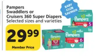 Pavilions Pampers Swaddlers or Cruisers 360 Super Diapers offer
