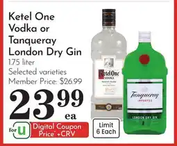 Pavilions Ketel One Vodka or Tanqueray London Dry Gin offer