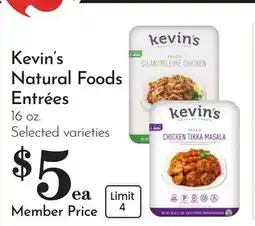 Pavilions Kevin's Natural Foods Entrées offer