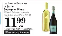 Pavilions La Marca Prosecco or Justin Sauvignon Blanc offer