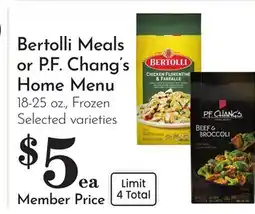 Pavilions Bertolli Meals or P. F. Chang's Home Menu offer
