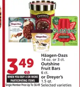 Albertsons Häagen-Dazs 14 oz. or 3 ct. Outshine Fruit Bars 6 ct. or Dreyer's 1.5 qt offer