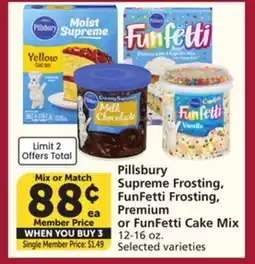 Albertsons Pillsbury Supreme Frosting, FunFetti Frosting, Premium or FunFetti Cake Mix offer